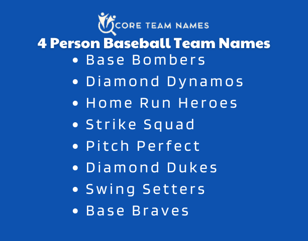 4 Person Baseball Team Names
