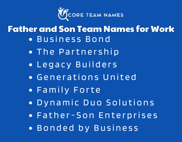 Father and Son Team Names for Work