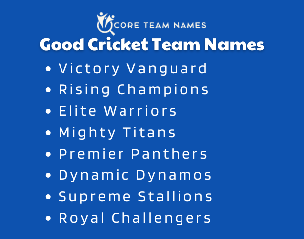 Good Cricket Team Names