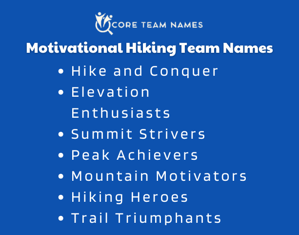 Motivational Hiking Team Names
