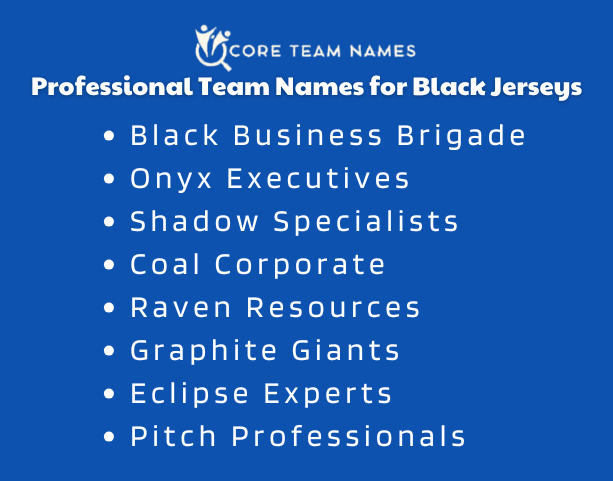 Professional Team Names for Black Jerseys