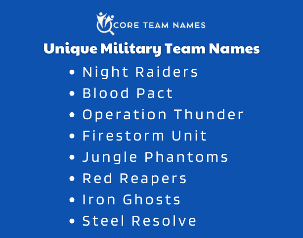 Unique Military Team Names