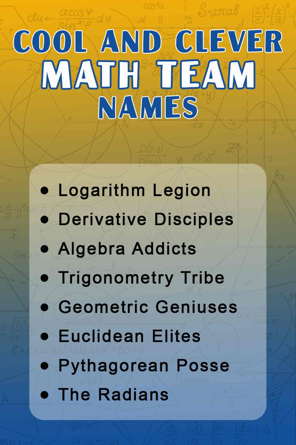 Cool and Clever Math Team Names